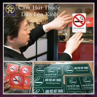 5 Sticker Biển Bảng Cấm Hút Thuốc, Khu Vực Hút Thuốc Dán Cửa Kính Trong Văn Phòng, KS, Quán Cafe-Mythuathanoi.info