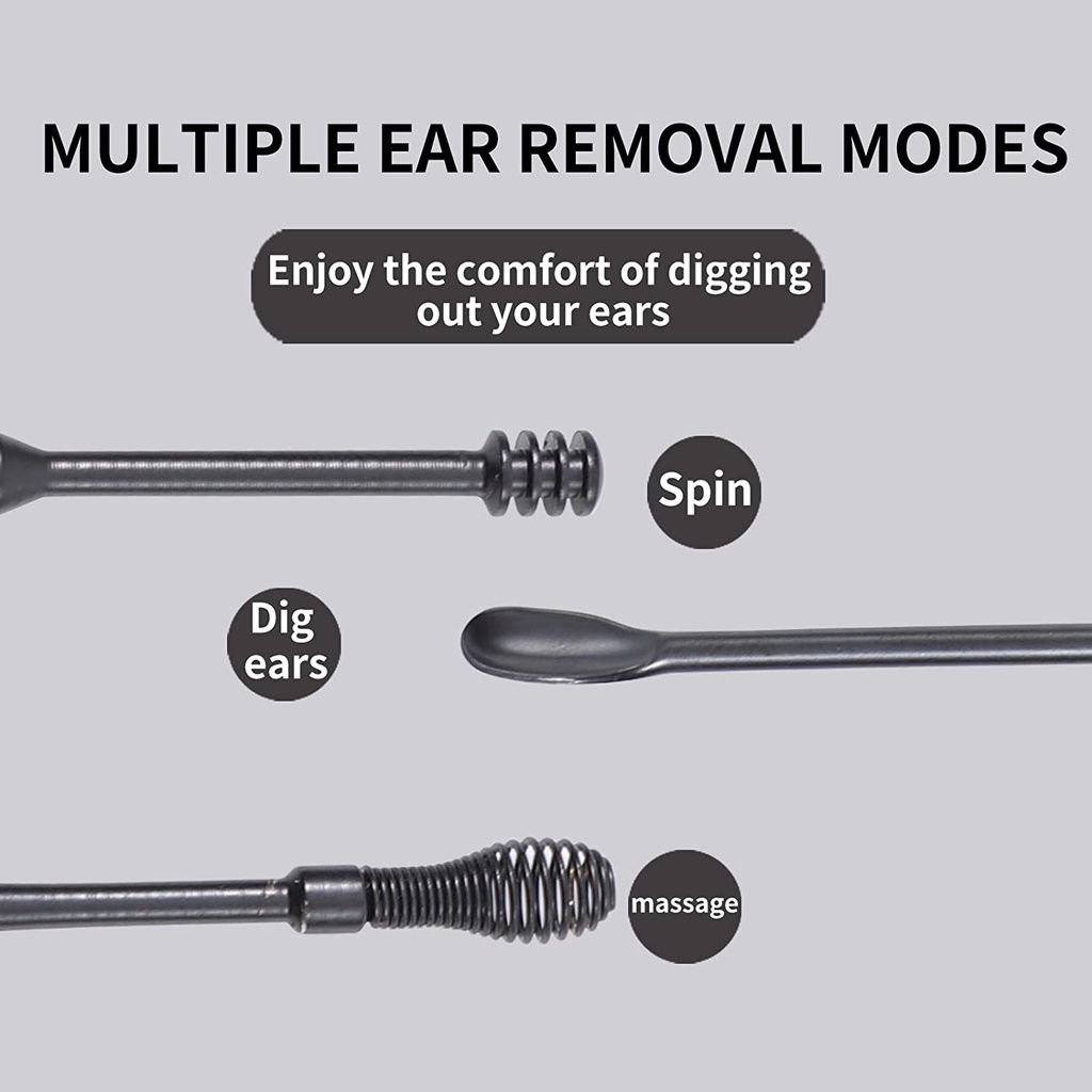 Bộ 6 Dụng Cụ Lấy Ráy Tai Bằng Thép Không Gỉ Hình Xoắn Ốc Màu Vàng Hồng