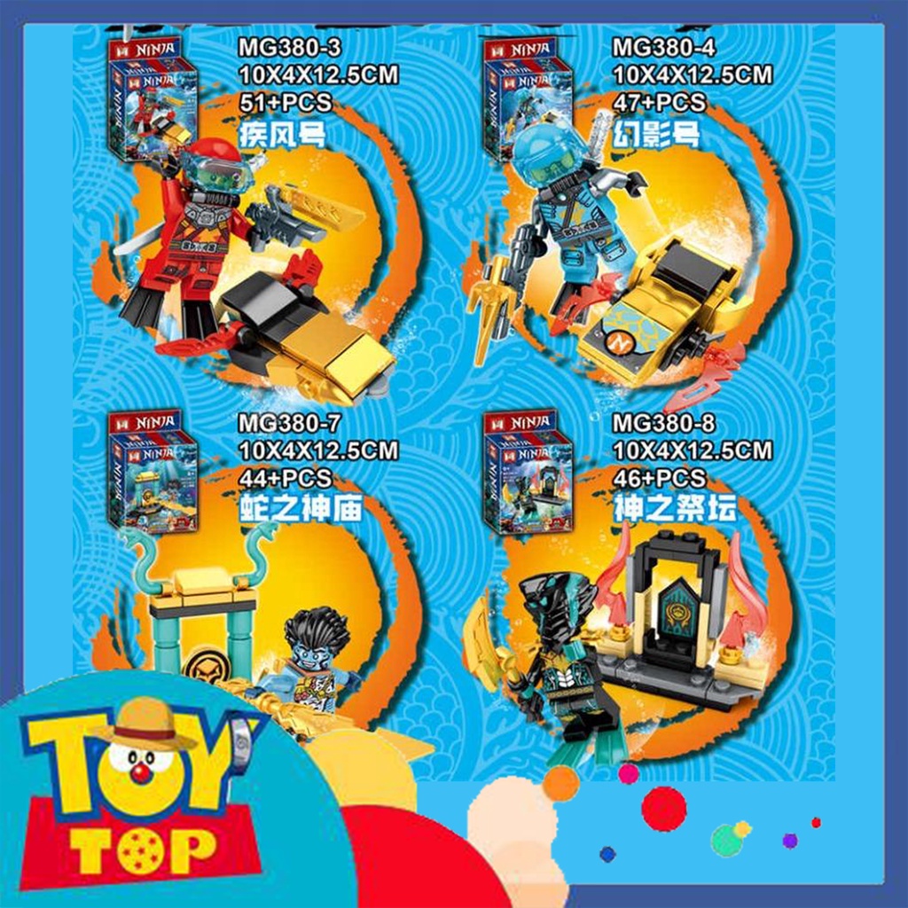 Đồ chơi lắp ráp ninja combo 8 mini ninja seabound thợ lặn biển mô phỏng đền rắn đại dương ss15 xếp hình MG380