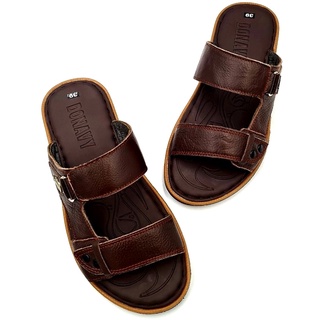 Dép nam 2 quai ngang cao cấp da bò thật 100% shop kinson