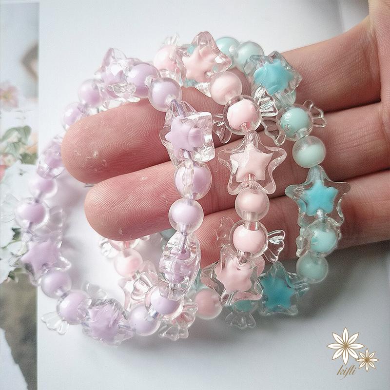 【kifli】Dây Cột Tóc Cao Su Co Giãn Tốt Họa Tiết Hoạt Hình Ngôi Sao Thời Trang 2022 Cho Nữ