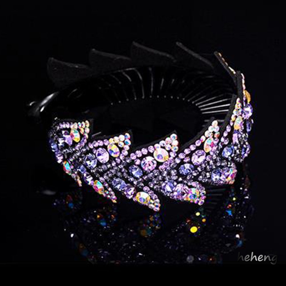 Giá Đỡ Kẹp Tóc Hình Chiếc Lá Đính Đá Nhiều Màu Sắc