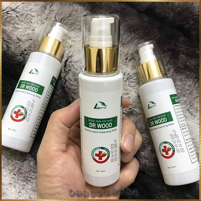(Phiếu công bố+Bill) Nước gel rửa tay khô DR WOOD Athena diệt khuẩn 100ml GKA1
