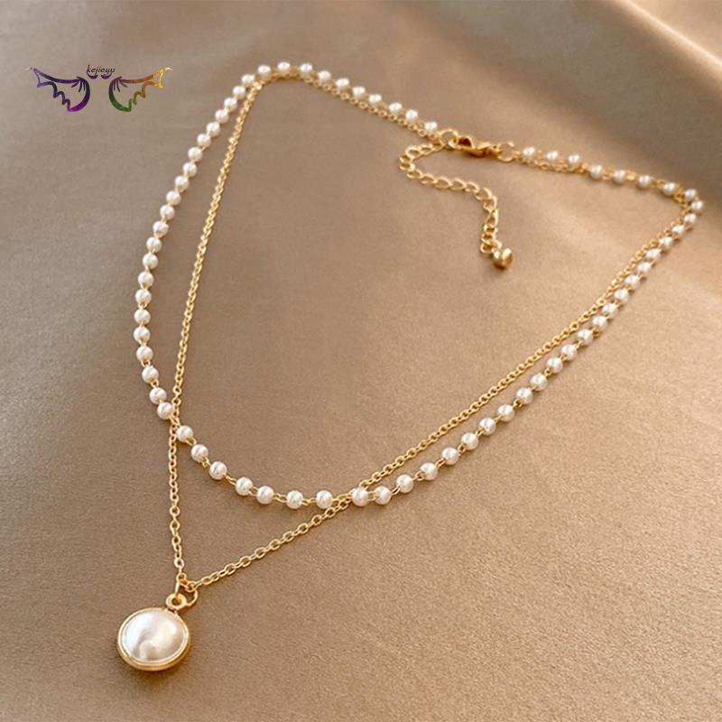 Vòng cổ Hai Lớp Đính Ngọc Trai Siêu Đẹp Thời Trang Dành Cho Nữ