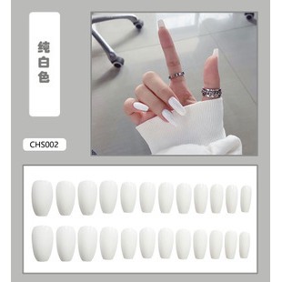 (TẶNG KEO DÁN) Bộ 24 Móng Tay Giả Dài Siêu Hot Chống Nước Nhiều Màu Siêu Hot CHS