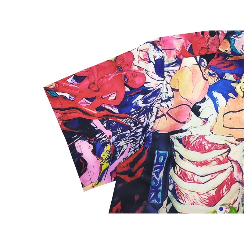 Áo Sơ Mi Tay Ngắn Dáng Rộng In Hình WACKO MARIA Plus Size S-XL