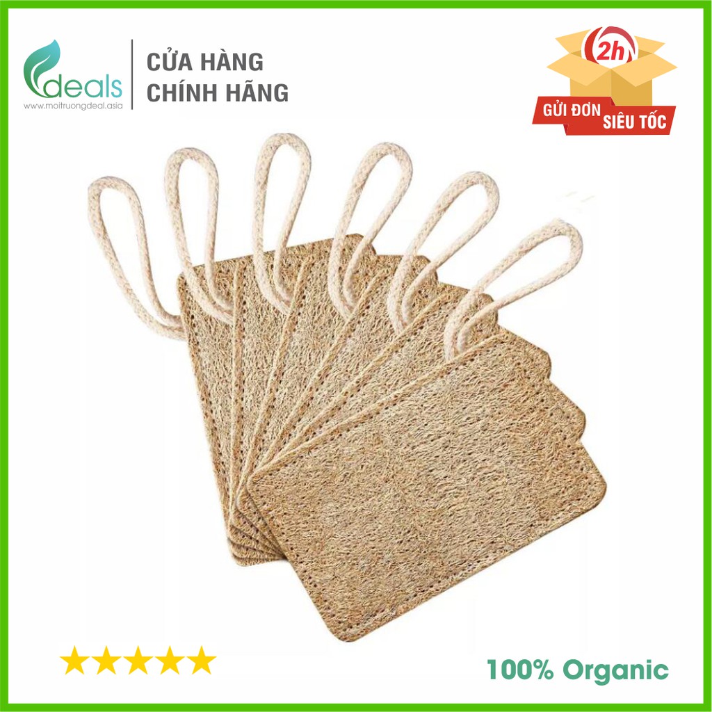 Xơ Mướp Rửa Chén, Rửa Bát, Xoong Nồi ECODEALS - 100% xơ mướp hữu cơ cao cấp - Tiêu chuẩn 11cm x 7cm