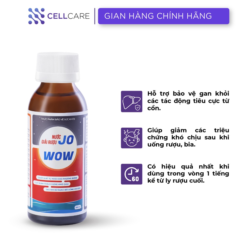 [Hỗ trợ đào thải cồn] Nước Giải Rượu JOWOW - chai 100ml.