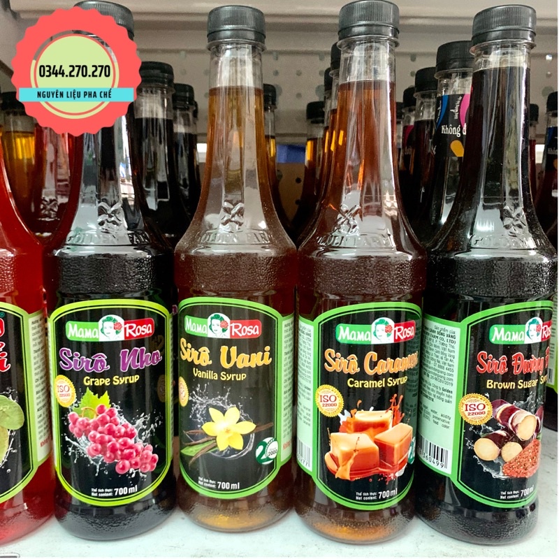 Siro Golden farm Mama rosa đủ hương đào, vải, dâu.. Chai 700ml -