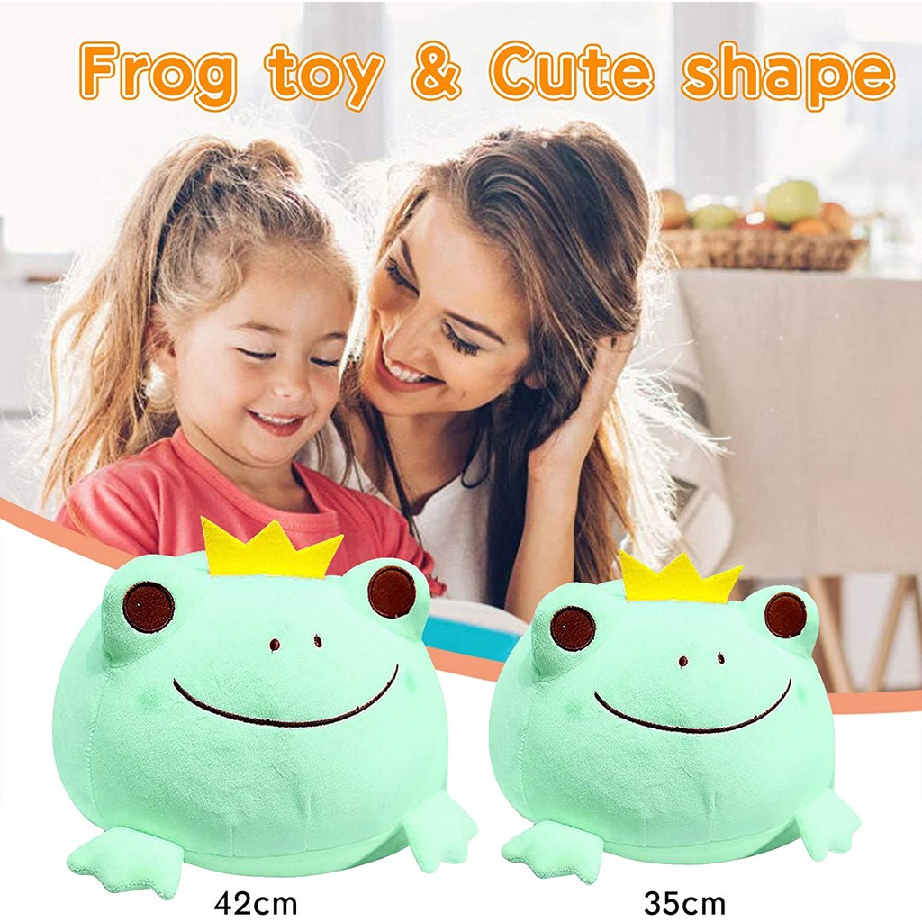 AIXINI 35/42cm Super Soft Squishmallow Frog Plush, Cute Frog Stuffed Animal with Smile Face, Squishy Frog Plush Pillow, Adorable Plush Frog Toy Gift for Kids Children Girls Boys, Unique Crown Frog Decoration