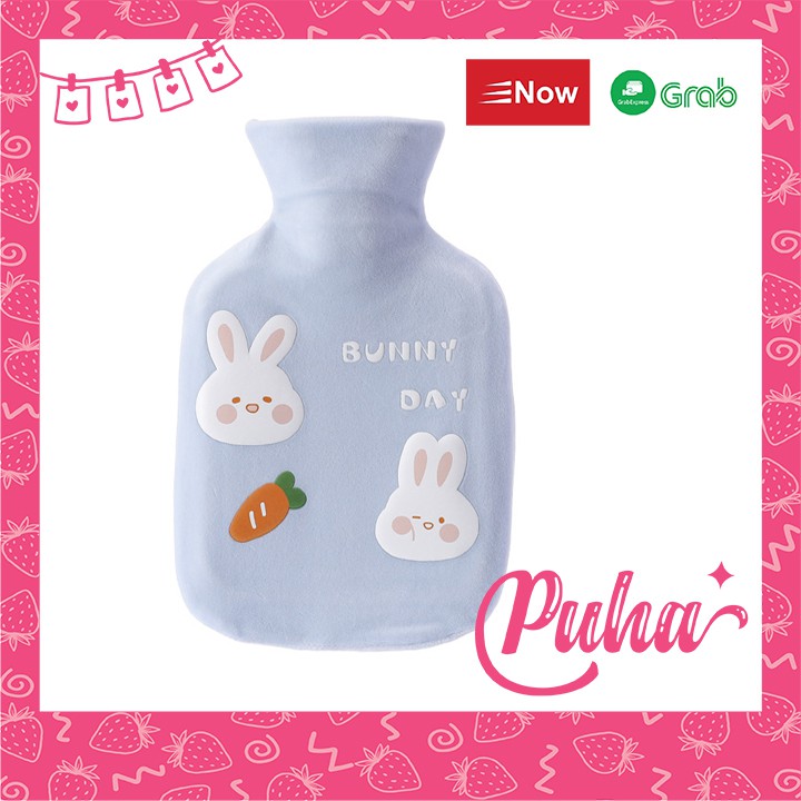 Túi chườm nóng đau bụng kinh PUHA 200ml, túi chườm ấm nóng sưởi bụng giảm đau cho nữ