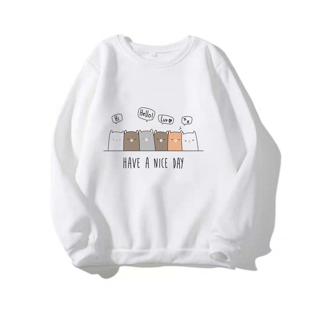 [FREESHIP_50K] Áo Sweater chui đầu nam nữ in hình Have a nice day dễ thương, thích hợp làm áo cặp William - DS95 | WebRaoVat - webraovat.net.vn