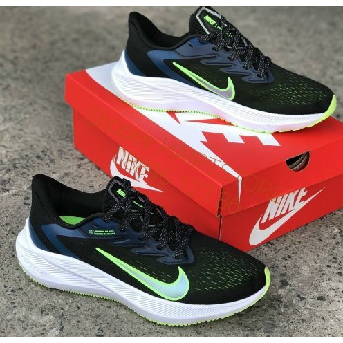 Giày Nike Zoom Winflo 7 Đen Xanh Rêu (20) Nam Running [Chính Hãng - FullBox]