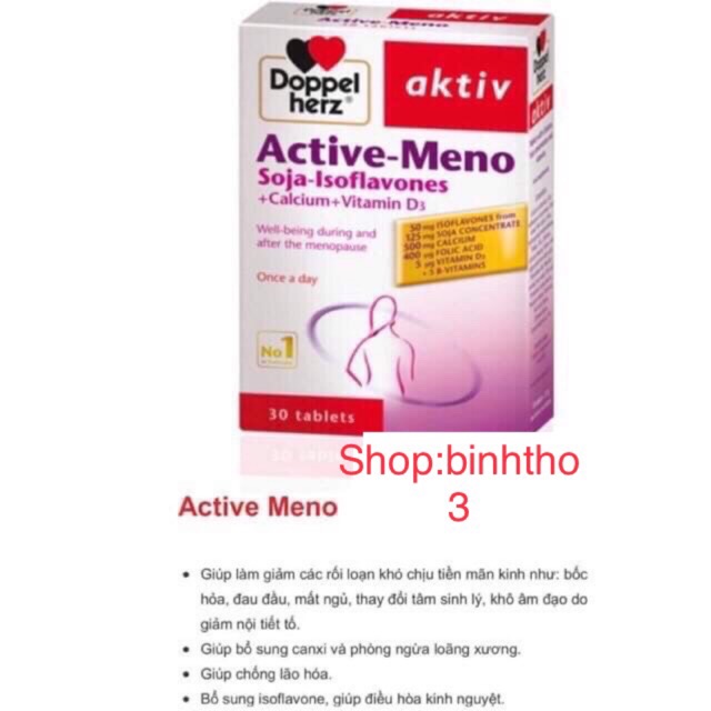 Active Meno - bổ sung canxi, nội tiết tố ,điều hoà kinh nguyệt, chống lão hoá) (hàng chính hãng doppel herz Đức)