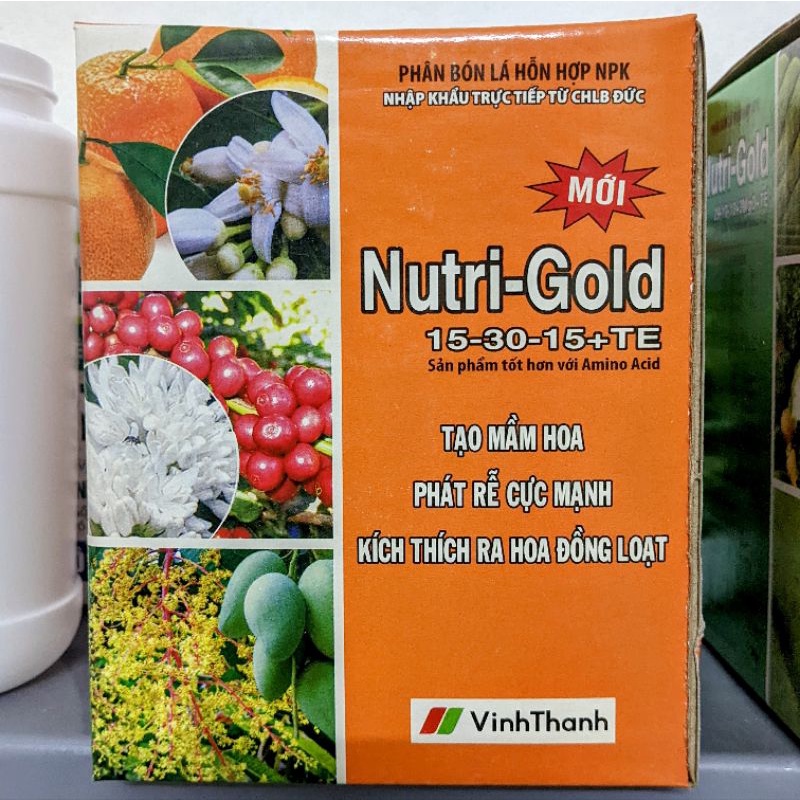 Phân bón NUTRI GOLD 15-30-15+TE nhập khẩu từ Đức. Tạo mầm hoa, phát triển rễ cực mạnh, kích ra hoa đồng loạt