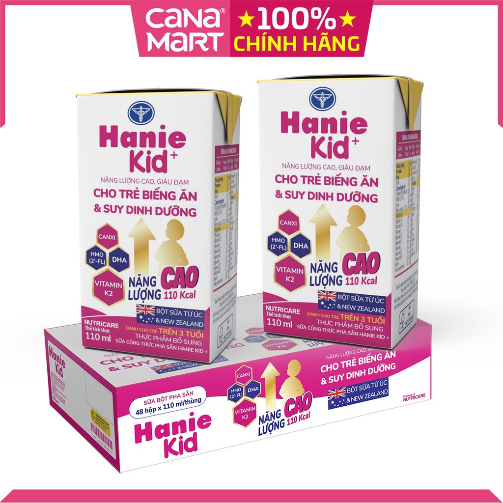 Combo 12 hộp sữa nước Nutricare Hanie Kid cho trẻ biếng ăn suy dinh dưỡng