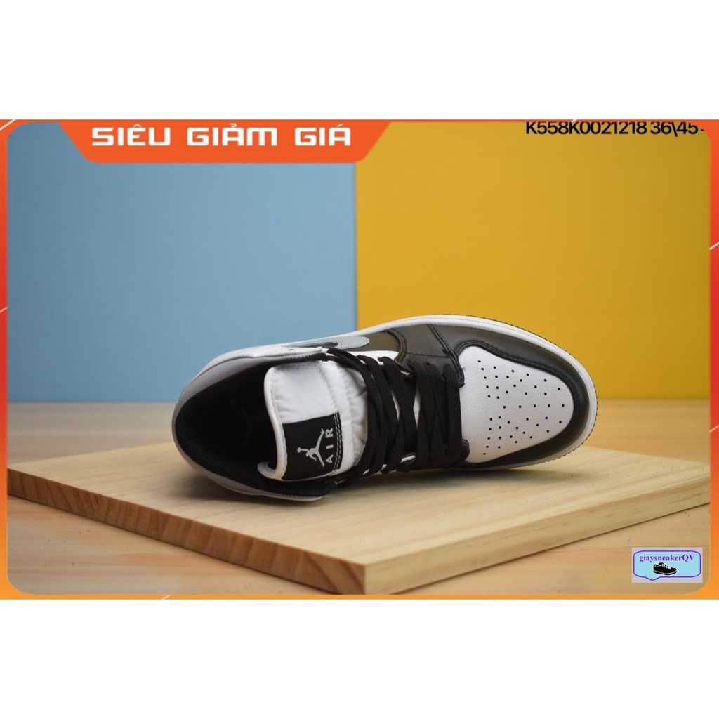 (FULL BOX + QUÀ TẶNG) Giày thể thao Air Jordan 1 Mid White Shadow cổ cao siêu đẹp cho nam và nữ | BigBuy360 - bigbuy360.vn