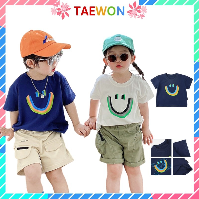 Áo bé trai bé gái Hàn Quốc mùa hè cotton xuất xịn trẻ em từ 1 đến 6 tuổi Taewon Kids AT019