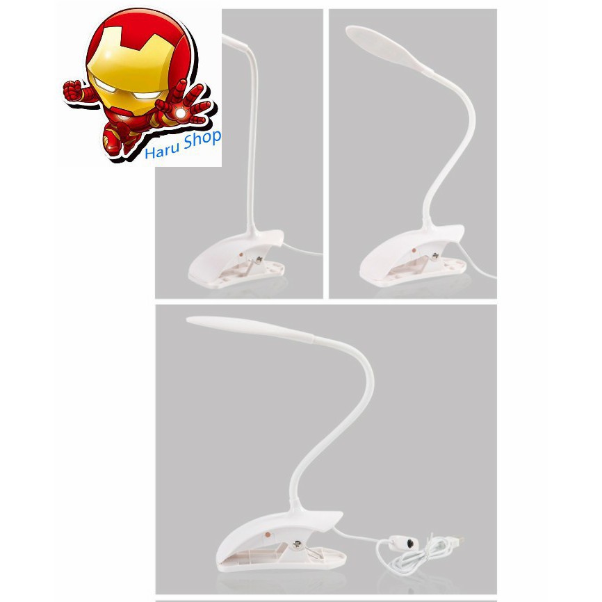 Đèn led học tập và làm việc cổng usb có đế kẹp (màu trắng) - HanruiOffical