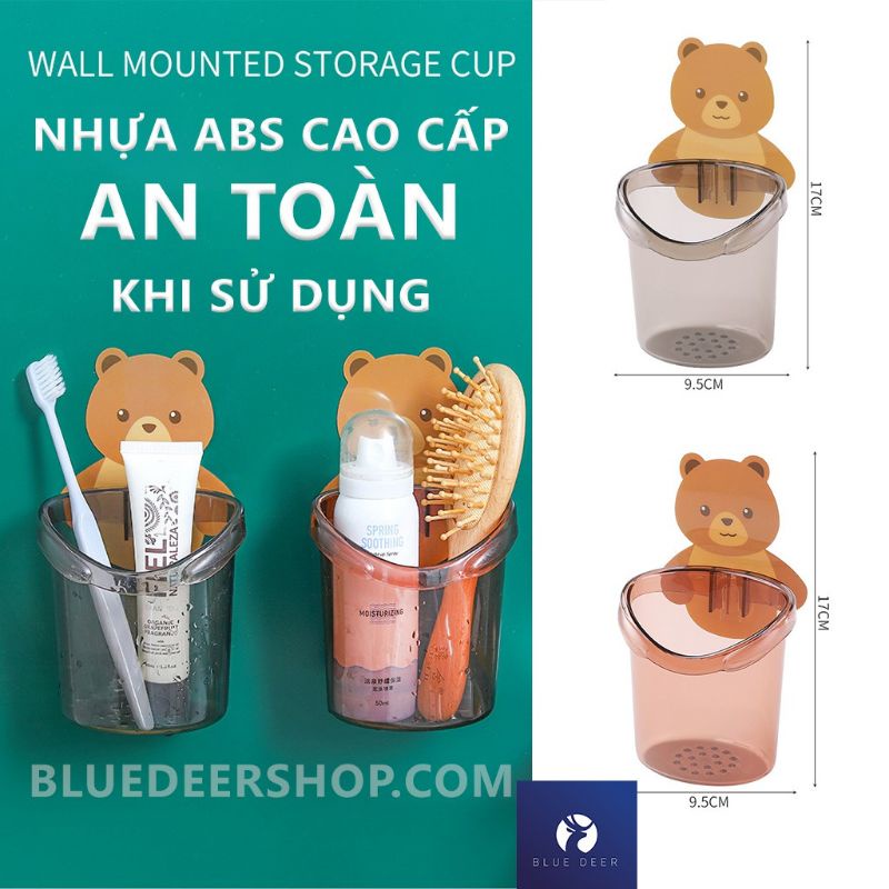 Cốc Dán Tường Nhà Tắm Hình Gấu Nâu Dễ Thương - Cốc Đựng Bàn Chải Đánh Răng