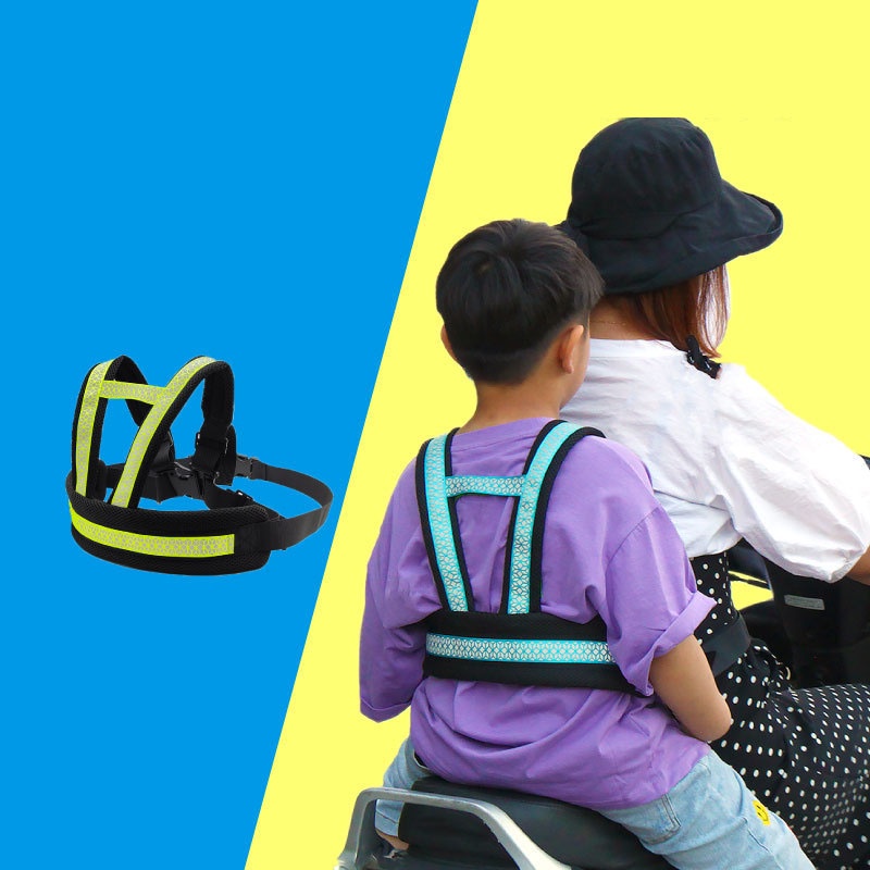 Đai Đi Xe Máy An Toàn Cho Bé Từ 1-12 Tuổi Chống Ngã Đeo Vai Thắt Lưng Đai Ngực Thoáng Khí Phát Quang
