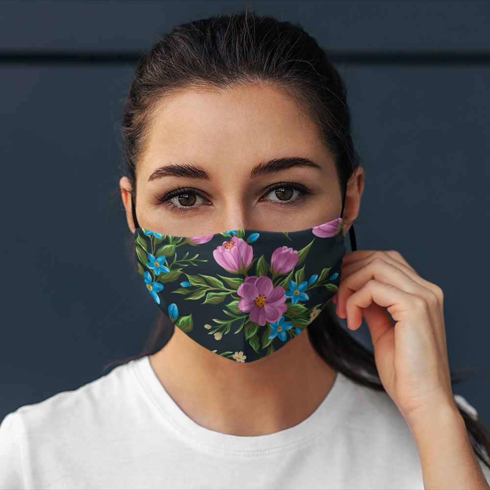khẩu trang cho dân phượt FLOWERS_1236 CARTWELL vải cotton 100%, kháng khuẩn, có thể giặt và tái sử dụng dành cho nam nữ