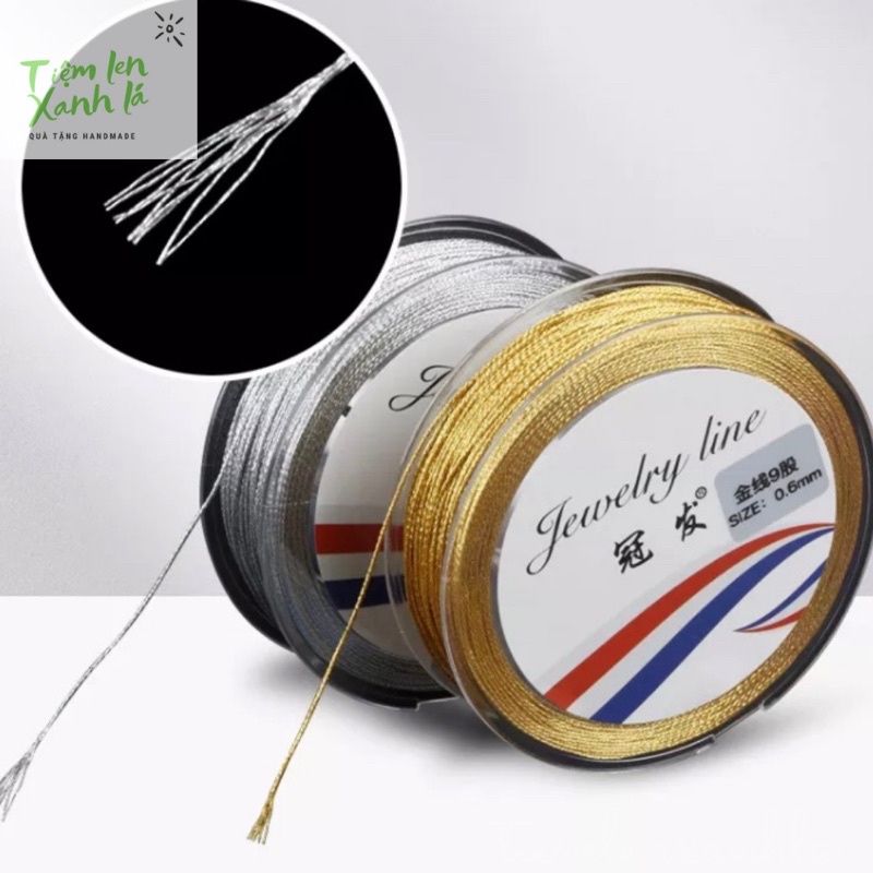 Dây chỉ tết ngũ sắc, chỉ tết kim tuyến 0.4mm đan vòng tay DIY (bó 5m)
