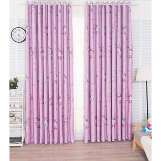Rèm vải  Khoen Lỗ, Khoen Ri Đô, Rèm Dán KITTY SỌC HỒNG nhiều kích thước