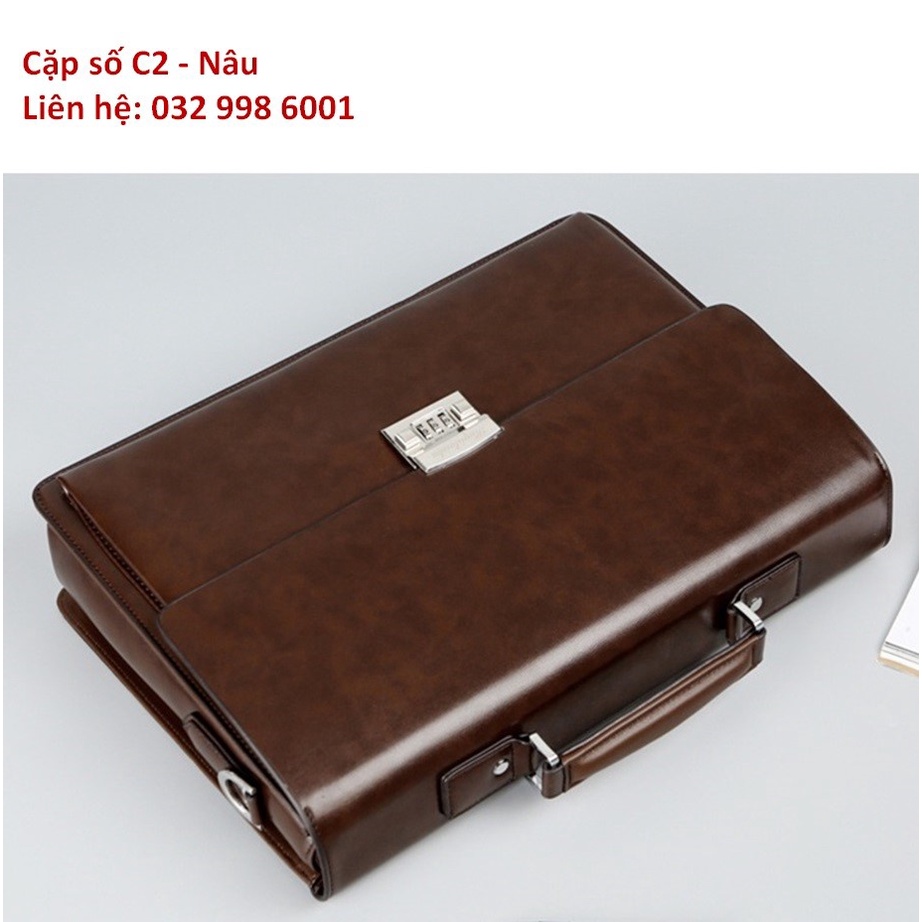 Túi da nam công sở Cặp đựng tài liệu laptop C2 nâu magic
