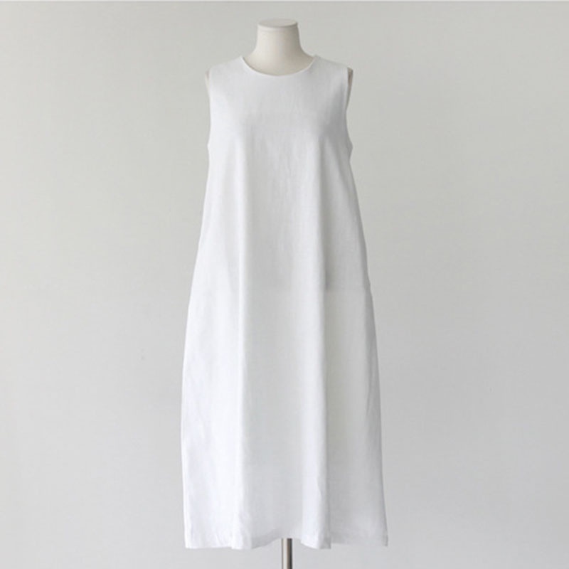 IELGY IELGY Đầm cotton Lanh Sát Nách Dáng Rộng Thời Trang Hàn Quốc Cho Nữ