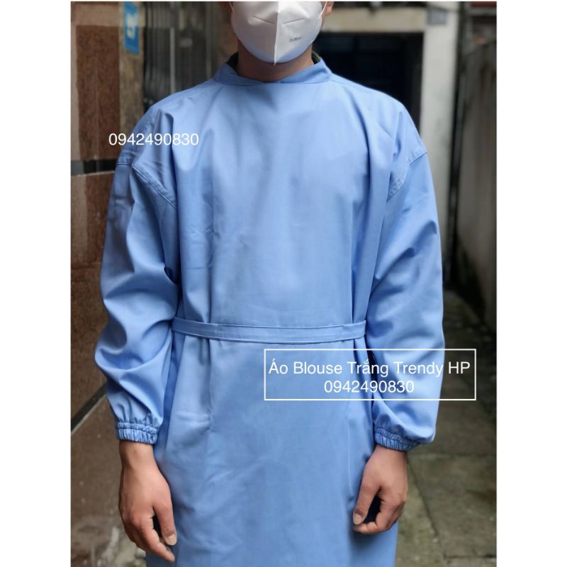 Áo choàng phẫu thuật phòng mổ màu xanh Dương (Xanh Hoà Bình) - áo choàng blouse bác sỹ Phẫu Thuật