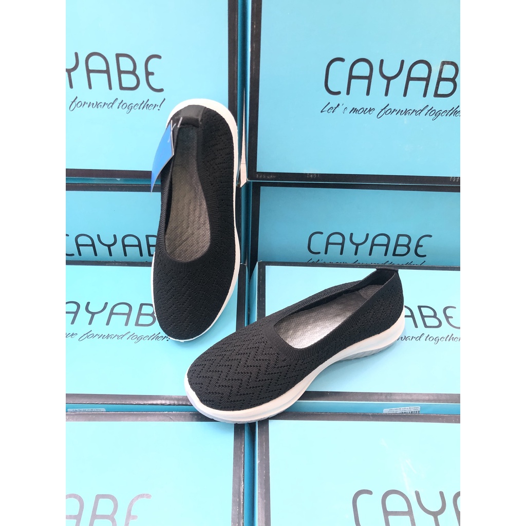 GIÀY LƯỜI SLIPON THỂ THAO MÀU ĐEN VẢI LƯỚI CO GIÃN - CAYABE