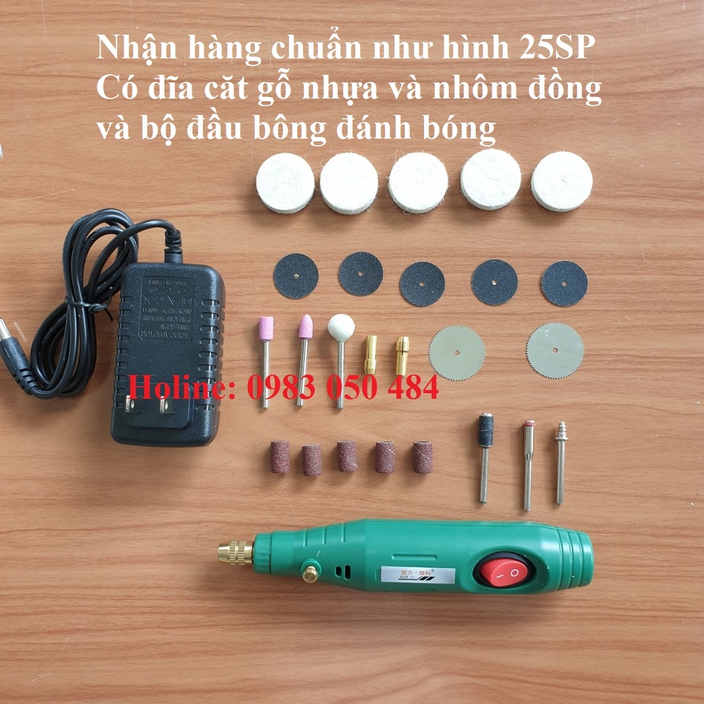MÁY KHOAN MÀI KHẮC MINI ĐA NĂNG kèm bộ phụ kiện 25SP K001 -PK001 khoan cắt gỗ cắt nhựa, cắt nhôm