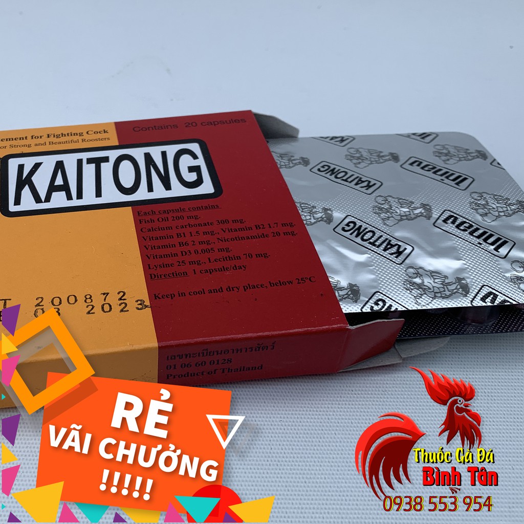 Thuốc Nuôi Gà Đá KaiTong Kích Lực Trước Đá Tăng Bo Tốt (1 Hôp 20 Viên)