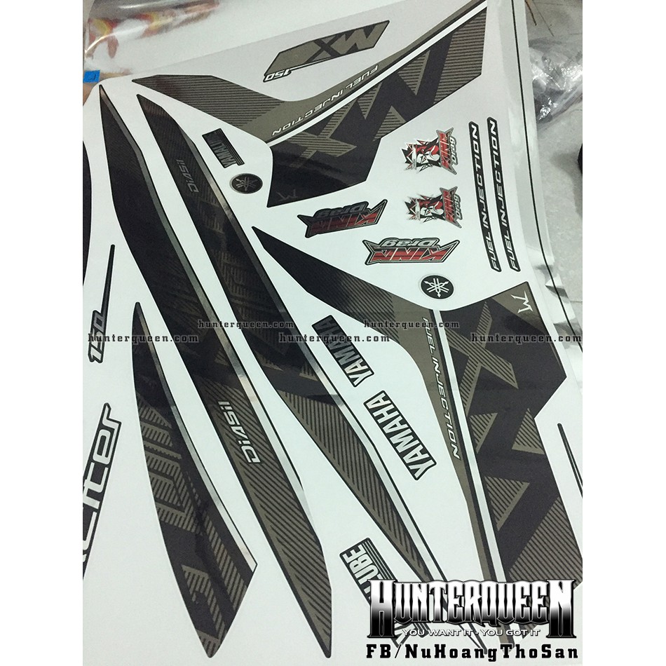 Tem Exciter 150. Tem rời MX King xám đen, chất liệu CROM, dán xe đen. Xe màu khác vui lòng inbox