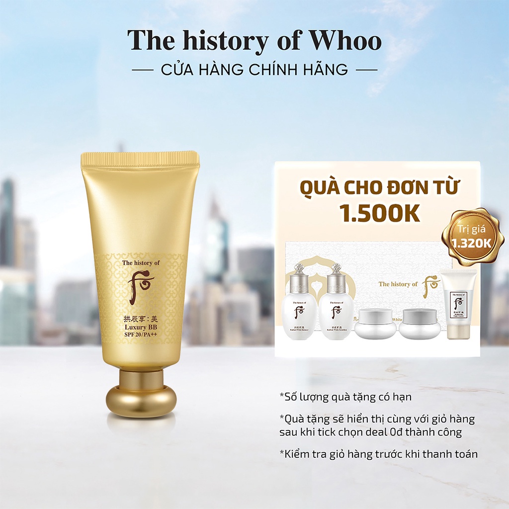 [Mã VISAPREMIUM giảm 150K]Kem BB trang điểm cao cấp The history of Whoo Gongjinhyang Mi Luxury BB Cream SPF20/PA++ 45ml