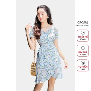 Đầm hoa dáng xòe 92WEAR đi biển, đi dự tiệc, thanh lịch tôn dáng - DEW0961