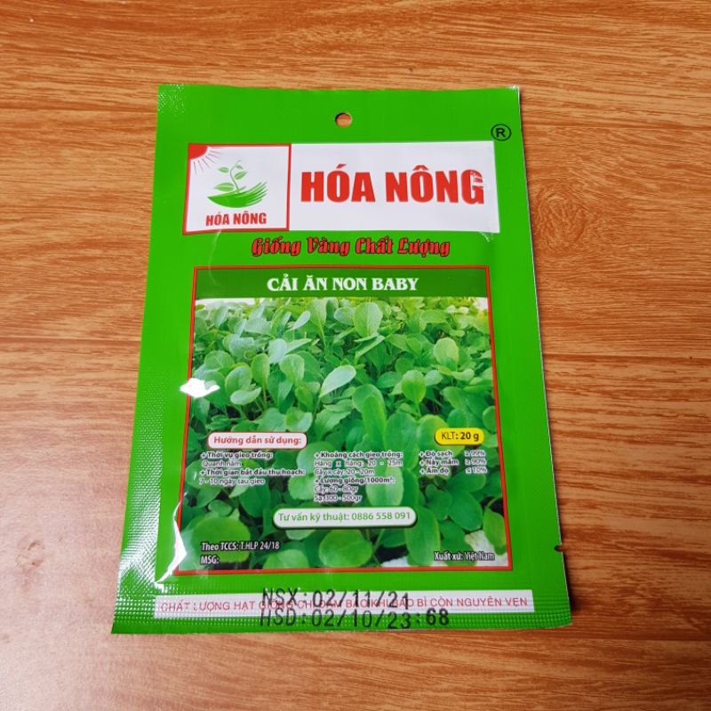 Hạt Giống rau cải chíp, bắp nếp nù, cải rổ, cải ăn non, súp lơ trắng, bí ngồi, cà chua bi, cà pháo_Hóa nông - Nhà Vừng