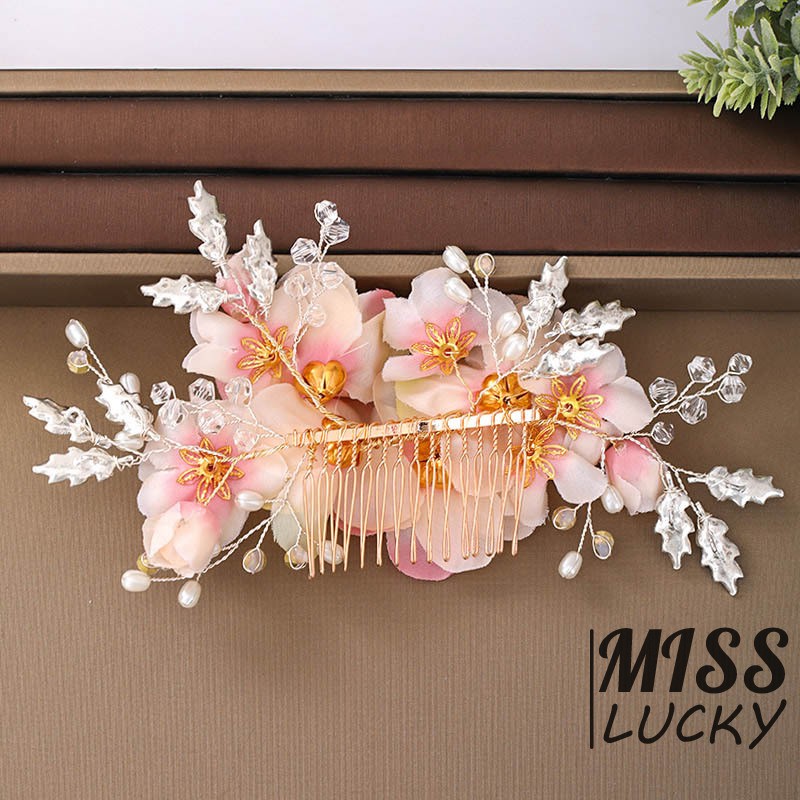 Lược cài tóc hình hoa đính đá thanh lịch cho cô dâu