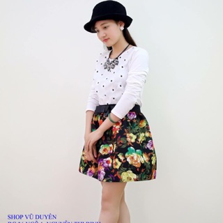 Sale off Váy liền áo pull chân váy hoa
