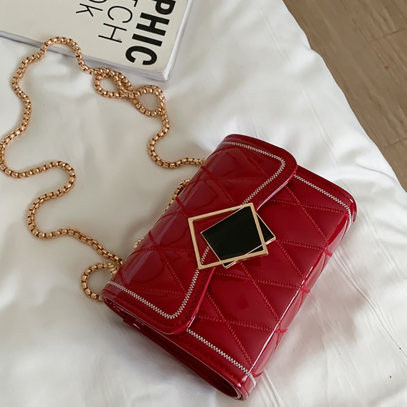 Túi đeo chéo IELGY bằng da bóng hình vuông nhỏ dễ phối đồ tùy chọn màu sắc