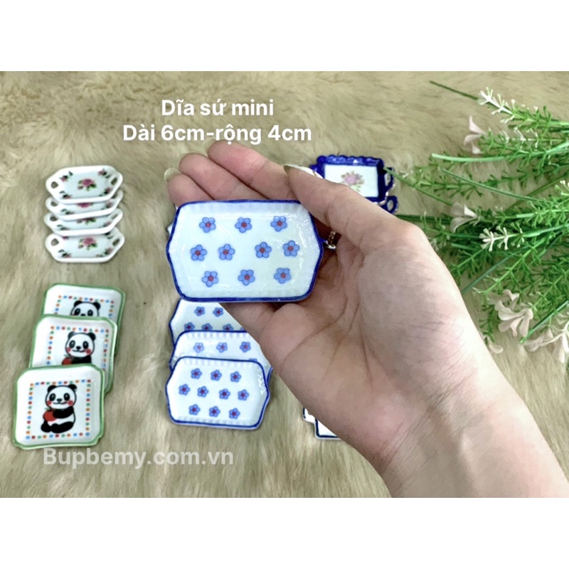 Dĩa sứ mini cho nhà búp bê, đồ chơi mini xinh xắn giá rẻ trang trí nhà búp bê.