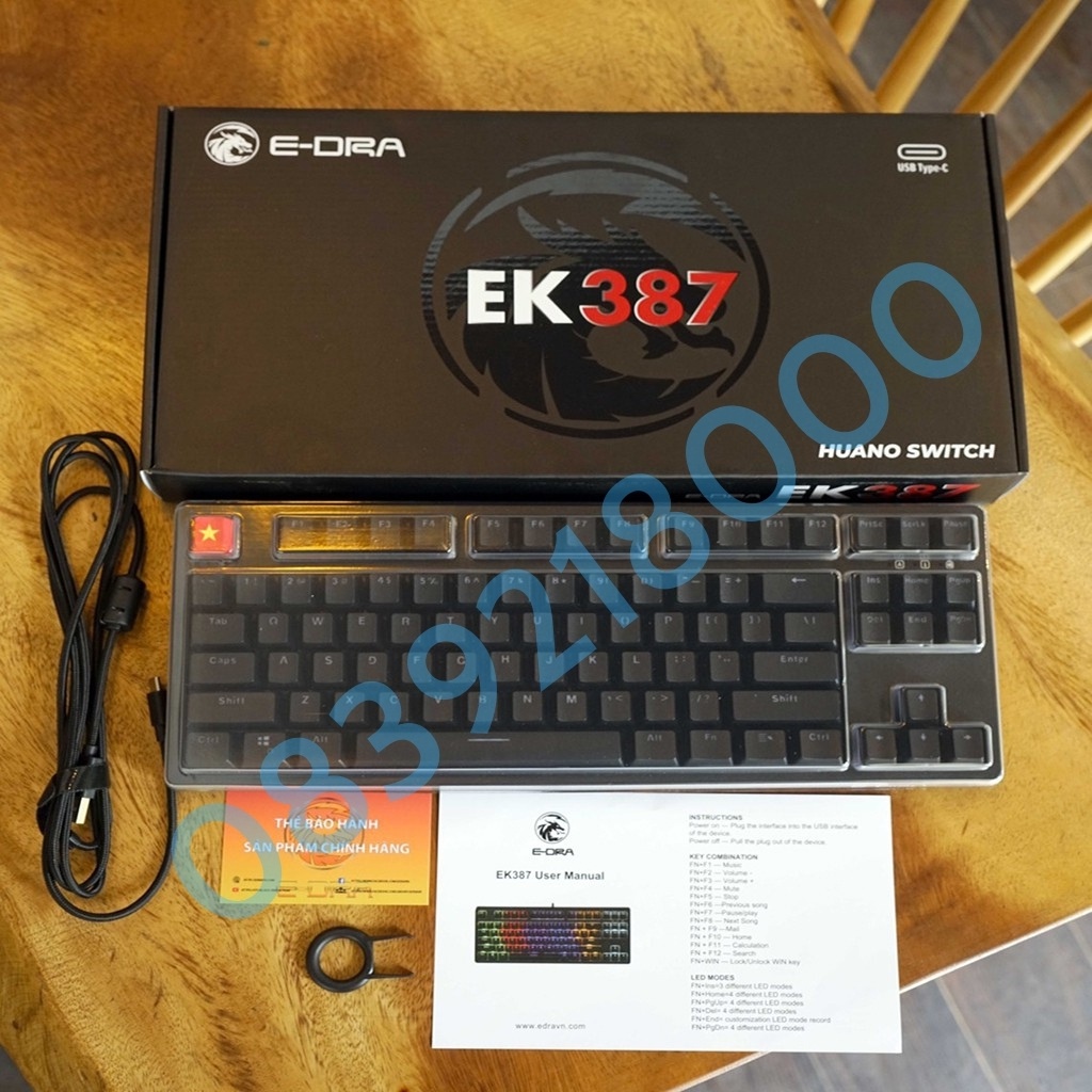 Bàn phím cơ Edra EK387 - Led Rainbow - Bàn phím cơ Mix Màu Cực Độc - Phiên Bản 2022 - Bảo hành 24 tháng toàn quốc