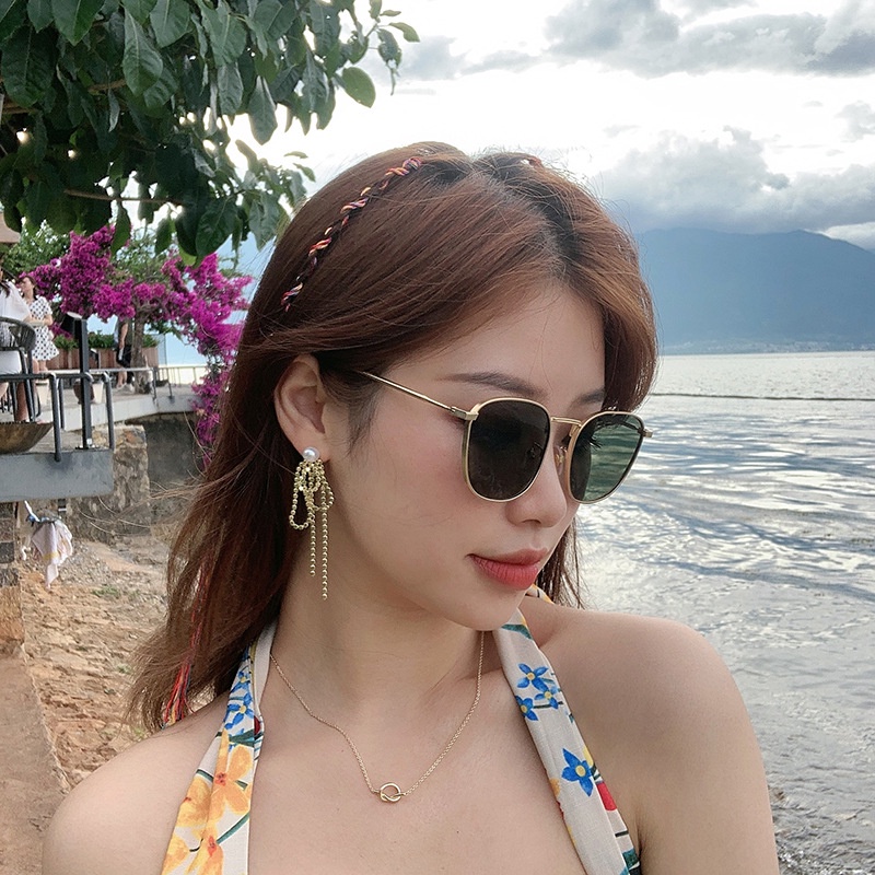Kính râm nữ thời trang cao cấp kính mát mắt tròn chống tia UV phong cách Hàn Quốc đẹp sang trọng EMOJI 205