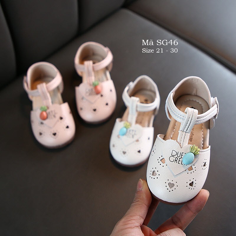 Giày sandal bé gái kiểu búp bê màu trắng tiểu thư xinh xắn cho bé 1 - 5 tuổi phong cách Hàn SG46
