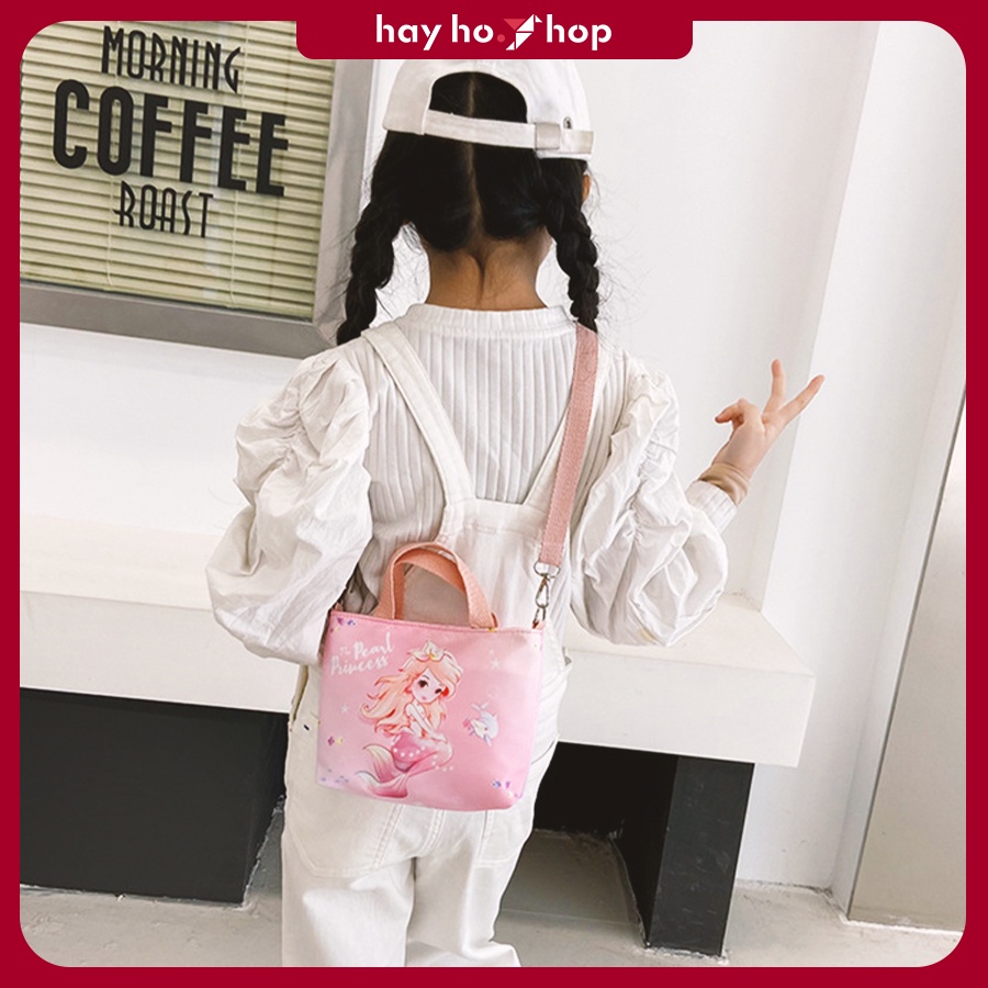 Túi đeo chéo cho bé gái nàng tiên cá màu hồng, tím dễ thương phong cách Hàn Quốc đi chơi, du lịch 2023