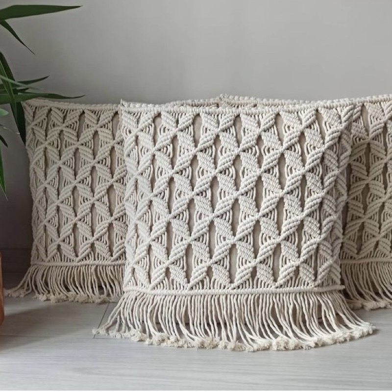 Gối vuông sofa macrame size 45x45cm