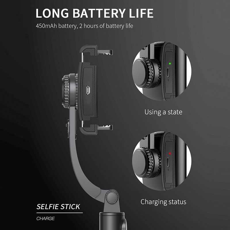 Bộ ổn định Gimbal chống rung cầm tay Bluetooth Điện thoại di động Giá đỡ gậy chụp ảnh tự sướng Chân đế có thể điều chỉnh cho iPhone / Android