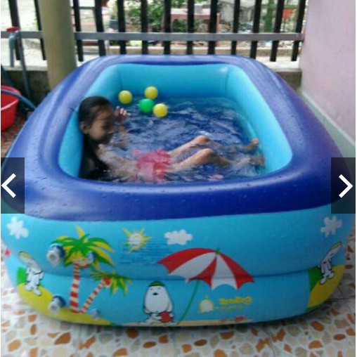 Bể phao bơi 1m2 cho bé (hình chữ nhật) - Có đáy chống trượt an toàn