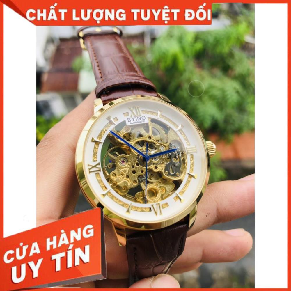 đồng hồ nam BYINO chính hãng automatic dây da cao cấp (tặng kèm hộp)